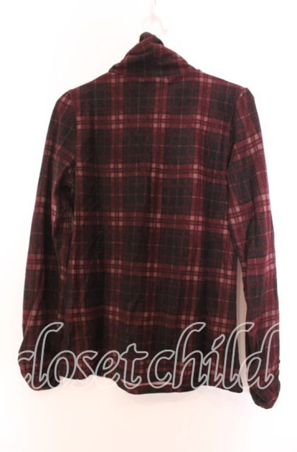 画像3: axes femme / 起毛チェックタートルカットソー  ワイン O-25-11-29-082-AX-TO-IG-OS (3)