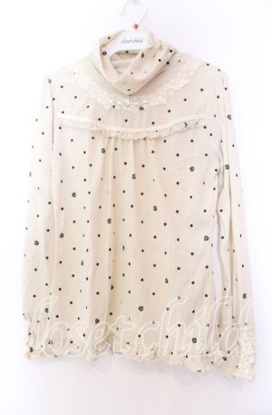 画像: axes femme / ドット柄ハイネックカットソー Ｍ アイボリー O-25-11-29-083-AX-TO-IG-OS