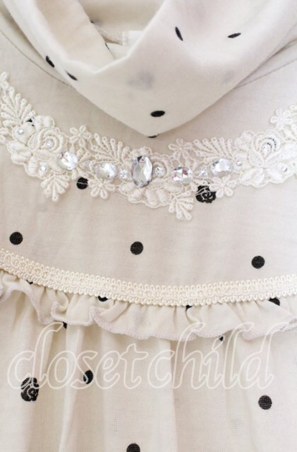 画像2: axes femme / ドット柄ハイネックカットソー Ｍ アイボリー O-25-11-29-083-AX-TO-IG-OS (2)