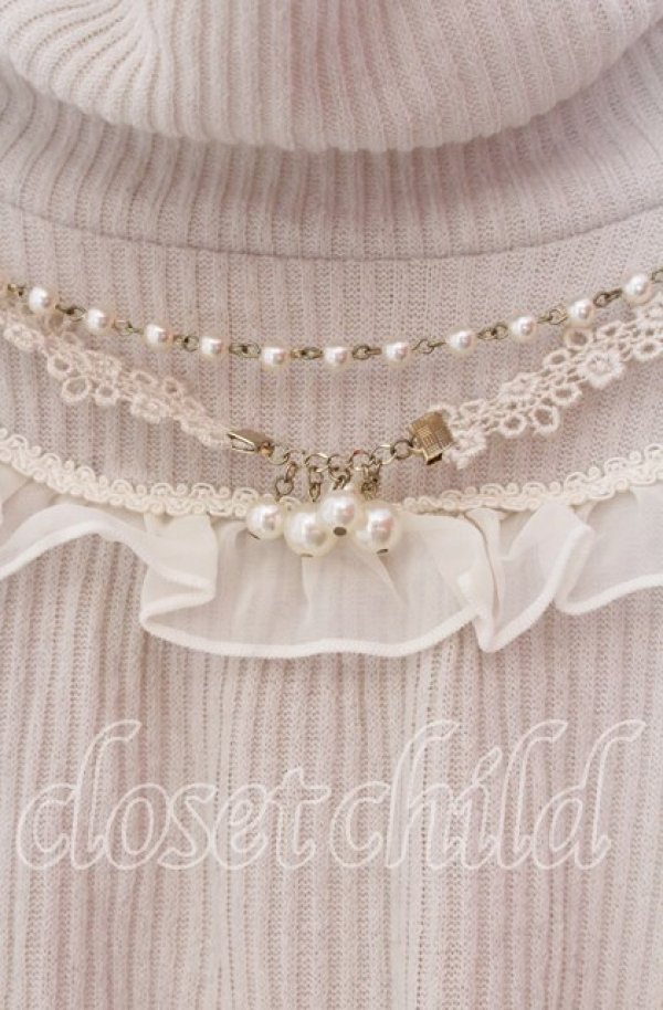 画像2: axes femme / ネックレス付きタートルニット  アイボリー O-25-11-29-084-AX-TO-IG-OS (2)