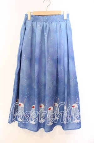 画像: axes femme / クリームソーダ柄スカート F ブルー O-25-11-29-010-AX-SK-OW-ZT237