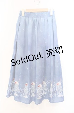 画像: 【SALE】axes femme / クリームソーダ柄スカート F ブルー O-25-11-29-010-AX-SK-OW-ZT237