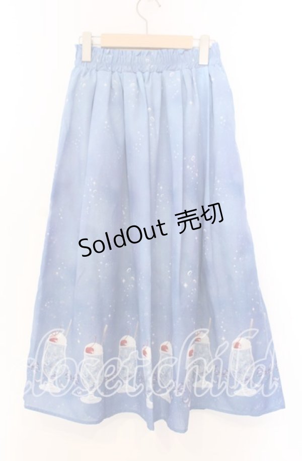 画像3: 【SALE】axes femme / クリームソーダ柄スカート F ブルー O-25-11-29-010-AX-SK-OW-ZT237 (3)