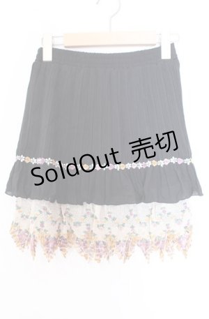 画像: axes femme / フラワー編み切り替えスカート Ｍ クロ O-25-11-29-013-AX-SK-IG-OS