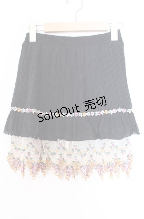 画像1: axes femme / フラワー編み切り替えスカート Ｍ クロ O-25-11-29-013-AX-SK-IG-OS (1)