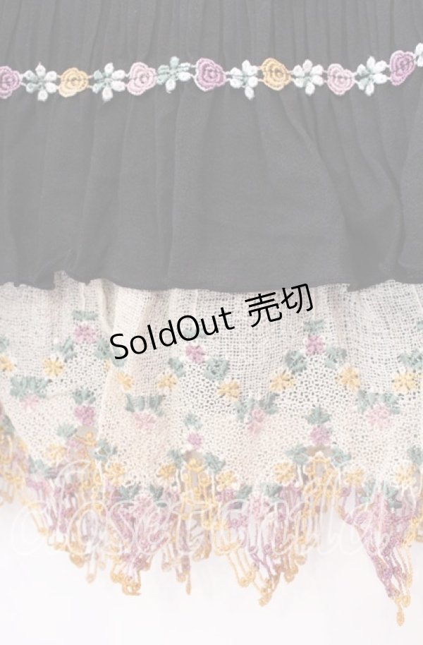 画像2: axes femme / フラワー編み切り替えスカート Ｍ クロ O-25-11-29-013-AX-SK-IG-OS (2)