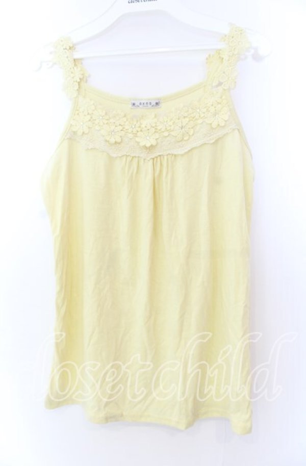 画像1: axes femme / 花モチーフタンクトップ Ｍ イエロー O-25-11-29-014-AX-TO-IG-OS (1)