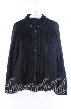 画像: axes femme / 起毛レース切り替えブラウス Ｍ クロ O-25-11-29-016-AX-BL-IG-OS