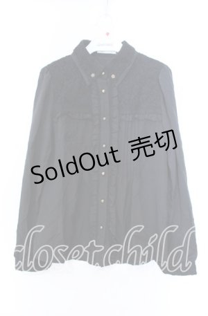 画像: axes femme / 起毛レース切り替えブラウス Ｍ クロ O-25-11-29-016-AX-BL-IG-OS