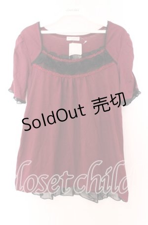 画像: axes femme / 立体バラ付きマトン袖プルオーバー Ｍ ワイン O-25-11-29-026-AX-TO-IG-OS