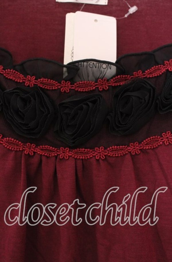 画像2: axes femme / 立体バラ付きマトン袖プルオーバー Ｍ ワイン O-25-11-29-026-AX-TO-IG-OS (2)