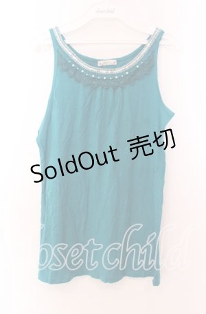 画像: 【SALE】axes femme / スパンコール配色タンクトップ Ｍ ターコイズ O-25-11-29-030-AX-TO-IG-ZT343