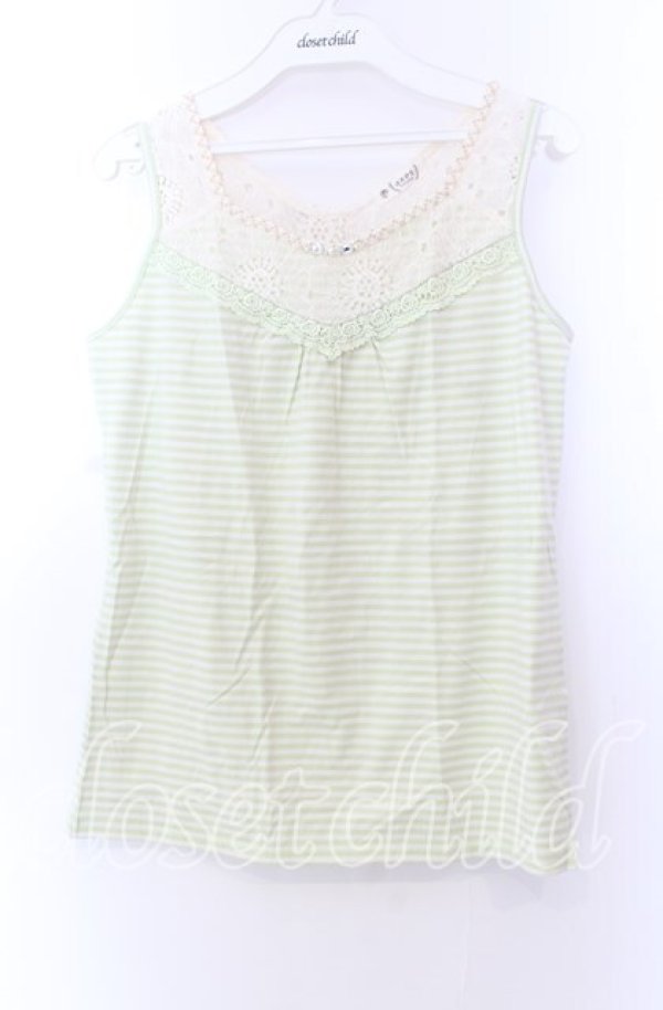 画像1: axes femme / ボーダータンク Ｍ ライトグリーン O-25-11-29-031-AX-TO-IG-OS (1)