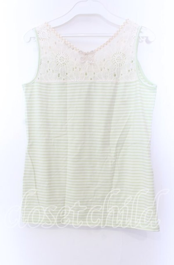 画像3: axes femme / ボーダータンク Ｍ ライトグリーン O-25-11-29-031-AX-TO-IG-OS (3)