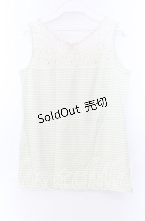 画像3: axes femme / ボーダータンク Ｍ ライトグリーン O-25-11-29-031-AX-TO-IG-ZT343 (3)