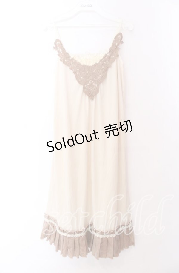 画像1: axes femme / ベロア切り替えインナーキャミソールワンピース Ｍ アイボリー×ベージュ O-25-11-29-032-AX-OP-IG-OS (1)