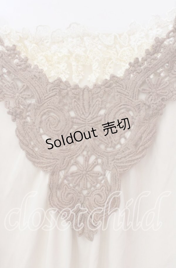 画像2: axes femme / ベロア切り替えインナーキャミソールワンピース Ｍ アイボリー×ベージュ O-25-11-29-032-AX-OP-IG-OS (2)