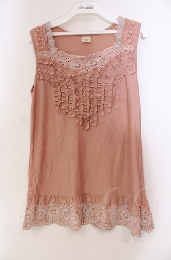 画像1: axes femme / ギャザーフリル使いタンクトップ M ピンク O-25-11-30-027-AX-TO-OW-OS (1)