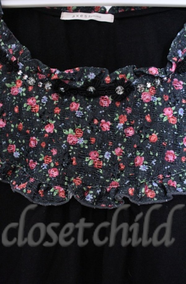 画像2: axes femme / 花柄切り替えタンクトップ M クロ O-25-11-30-028-AX-TO-OW-OS (2)