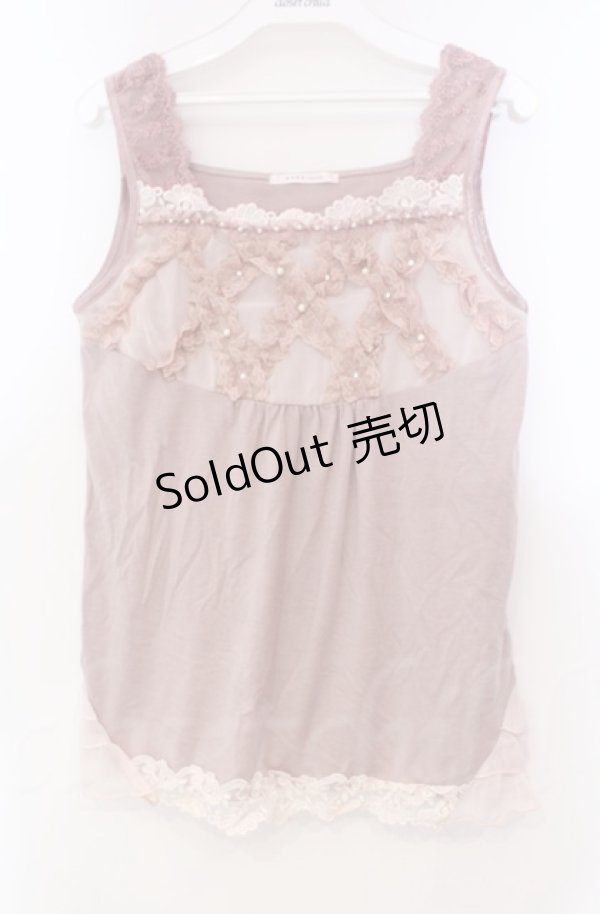 画像1: 【SALE】axes femme / レース配色タンクトップ M ピンク O-25-11-30-029-AX-TO-OW-ZT322 (1)