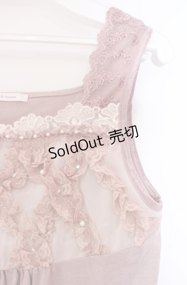 画像2: 【SALE】axes femme / レース配色タンクトップ M ピンク O-25-11-30-029-AX-TO-OW-ZT322 (2)