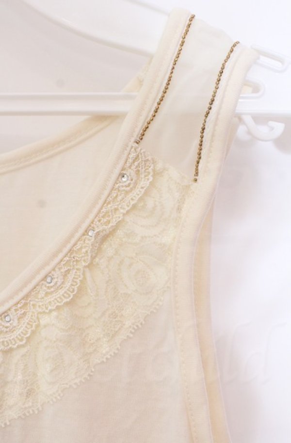 画像2: axes femme / 肩透けロングタンク M キナリ O-25-11-30-030-AX-TO-OW-OS (2)