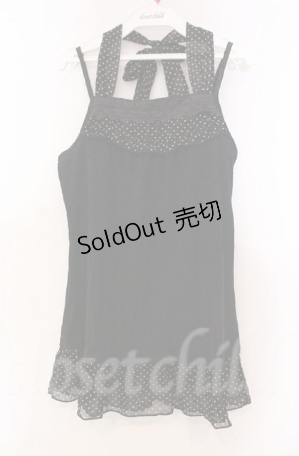 画像1: axes femme / ドットシフォンホルターキャミソール M クロ O-25-11-30-031-AX-TO-OW-OS (1)