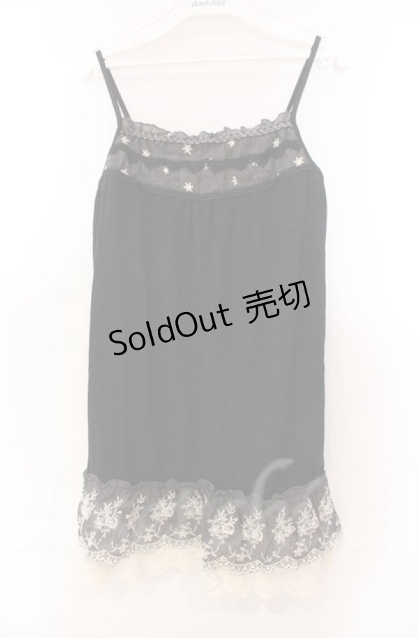 画像1: axes femme / 刺繍ロングキャミソール M クロ O-25-11-30-032-AX-TO-OW-OS (1)