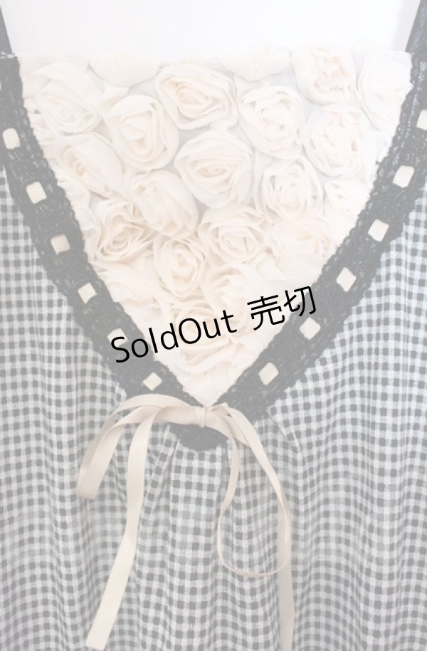 画像2: axes femme / ローズモチーフ使いギンガムキャミソール M クロ O-25-11-30-034-AX-TO-OW-OS (2)