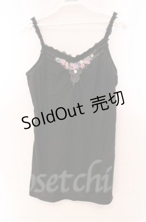 画像: axes femme / カラーフラワーモチーフキャミソール M クロ O-25-11-30-035-AX-TO-OW-OS