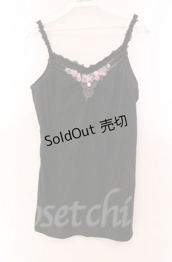 画像1: axes femme / カラーフラワーモチーフキャミソール M クロ O-25-11-30-035-AX-TO-OW-OS (1)