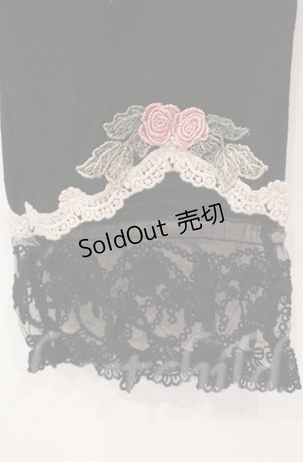 画像3: axes femme / 裾ローズレース使いレギンス M クロ O-25-11-30-037-AX-PA-OW-OS (3)