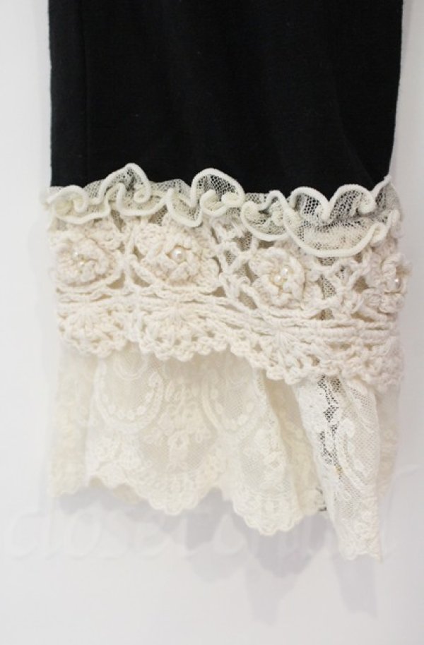 画像2: axes femme / 裾ニットレース使いレギンス M クロ O-25-11-30-038-AX-PA-OW-OS (2)