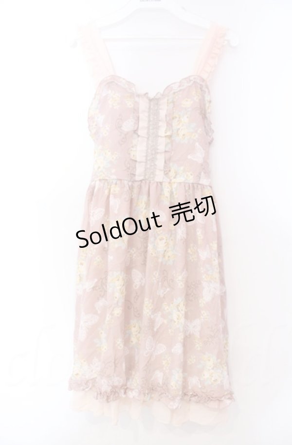 画像1: axes femme / ブーケ×蝶柄キャミチュニック M ピンク O-25-11-30-040-AX-OP-OW-ZT310 (1)