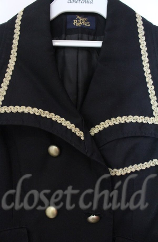 画像2: ALICE and the PIRATES / アシンメトリーコートワンピース  クロ O-25-11-30-043-PA-CO-OW-OS (2)