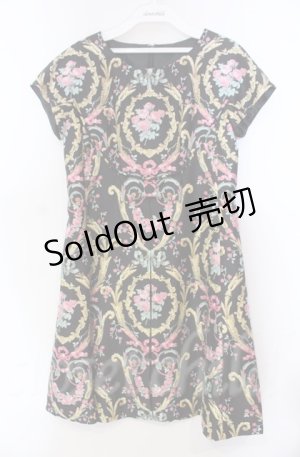 画像: JESUS DIAMANTE / フレンチドールワンピ 38 アントーニア柄クロ O-25-11-30-045-JE-OP-OW-OS