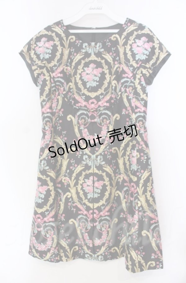 画像1: JESUS DIAMANTE / フレンチドールワンピ 38 アントーニア柄クロ O-25-11-30-045-JE-OP-OW-OS (1)