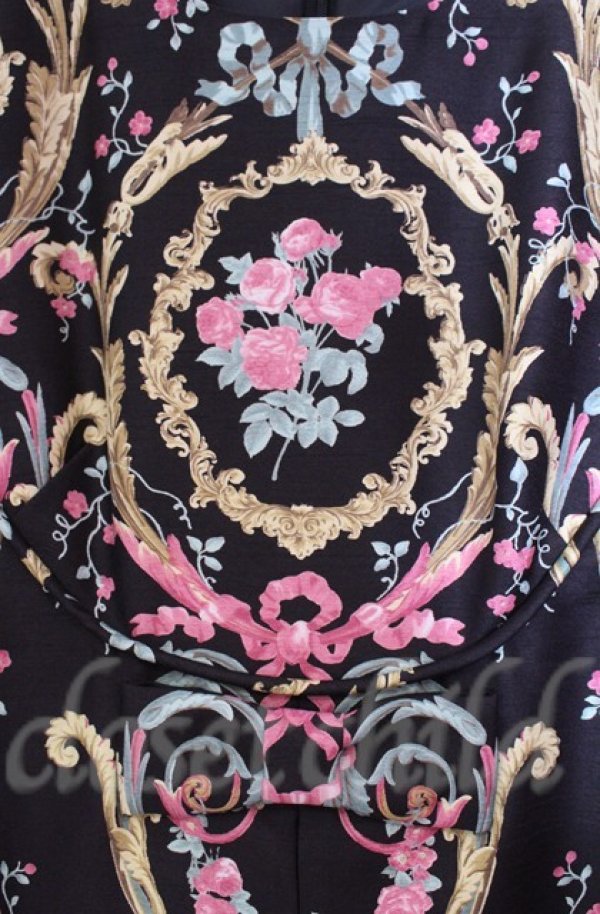 画像2: JESUS DIAMANTE / フレンチドールワンピ 38 アントーニア柄クロ O-25-11-30-045-JE-OP-OW-OS (2)