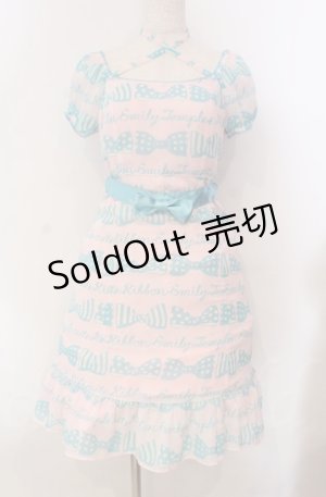 画像: Emily Temple cute / リボン＆ロゴプリントワンピース  ピンク O-25-11-30-047-ET-OP-OW-OS