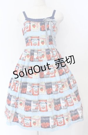 画像: Emily Temple cute / フルーツ缶ジャンパースカート  ブルー O-25-11-30-057-ET-OP-OW-OS