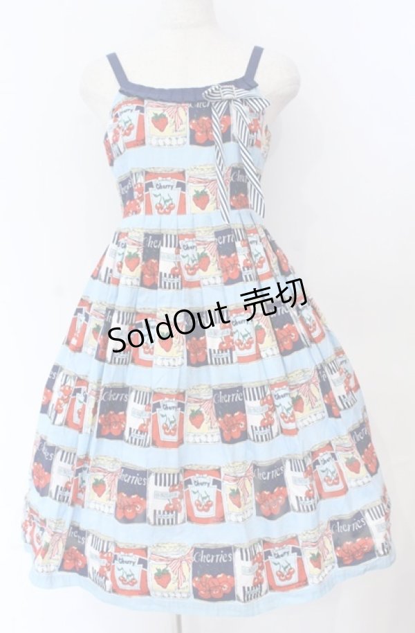 画像1: Emily Temple cute / フルーツ缶ジャンパースカート  ブルー O-25-11-30-057-ET-OP-OW-OS (1)