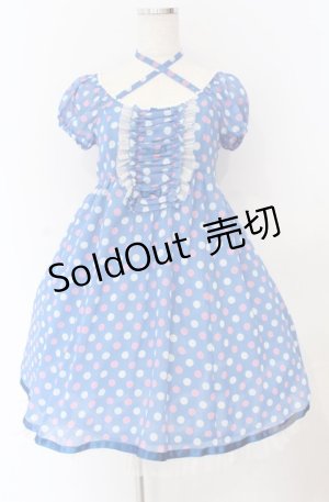 画像: Emily Temple cute / ジョーゼット水玉ワンピース  ブルー O-25-11-30-059-ET-OP-OW-OS
