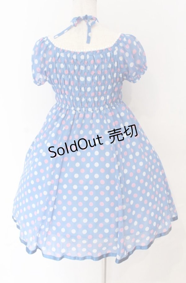 画像2: Emily Temple cute / ジョーゼット水玉ワンピース  ブルー O-25-11-30-059-ET-OP-OW-OS (2)