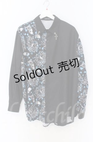 画像: ACDC　RAG / ラビットハーフプリントシャツ  ブラックｘブルー O-25-11-30-064-PU-BL-YM-OS