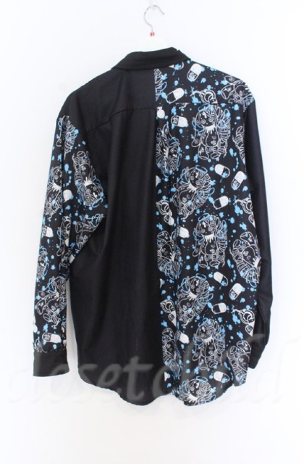 画像4: ACDC　RAG / ラビットハーフプリントシャツ  ブラックｘブルー O-25-11-30-064-PU-BL-YM-OS (4)