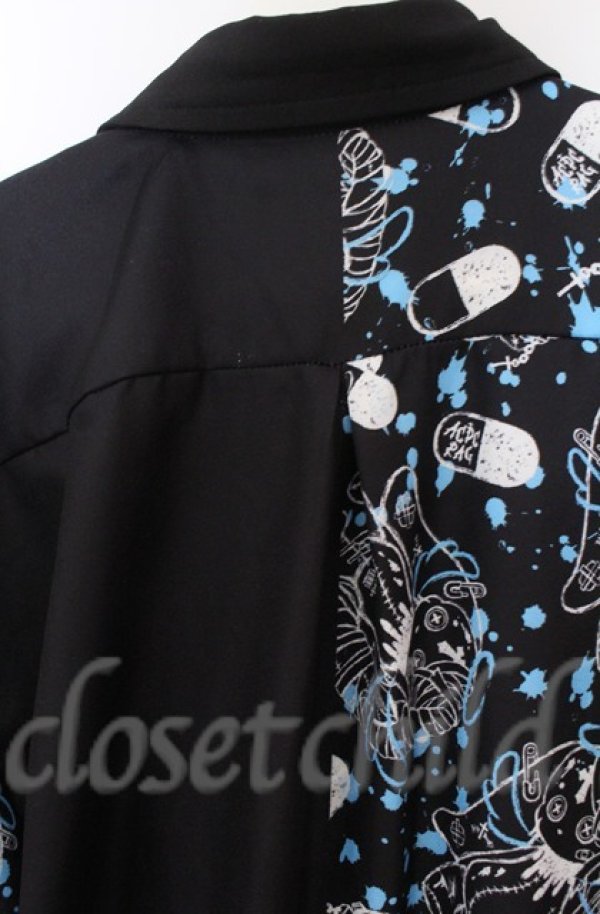 画像5: ACDC　RAG / ラビットハーフプリントシャツ  ブラックｘブルー O-25-11-30-064-PU-BL-YM-OS (5)