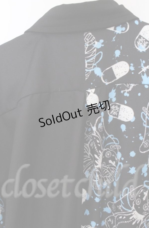 画像5: ACDC　RAG / ラビットハーフプリントシャツ  ブラックｘブルー O-25-11-30-064-PU-BL-YM-OS (5)