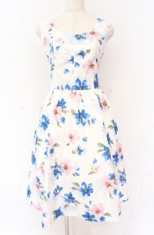 画像: LIZ LISA / 大花柄後ろリボンワンピース  シロ O-25-11-30-071-LO-OP-OW-OS