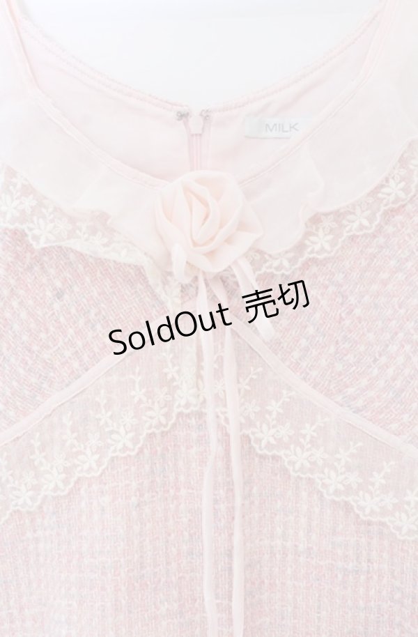 画像2: MILK / ローズモチーフツイードワンピース  ピンク O-25-11-30-082-ML-OP-OW-OS (2)