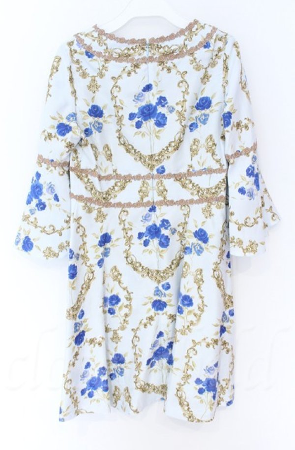 画像3: JESUS DIAMANTE / 14,バロックドールワンピース 38 新オーナメント柄ブルーローズサックス O-25-11-30-087-JE-OP-OW-OS (3)